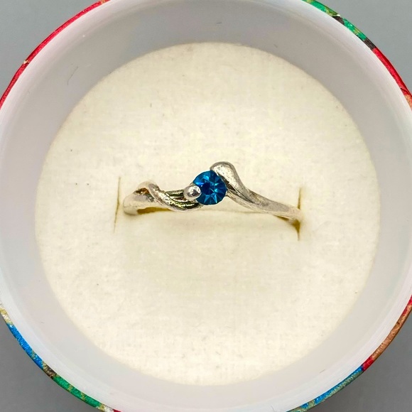 Aqua Solitaire Ring - Picture 2 of 3